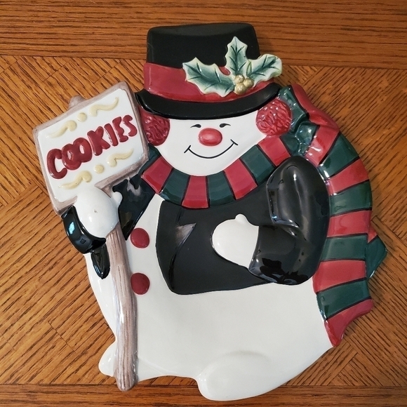 Vintage 1990's Fitz & Floyd Essentials Snowman Canape' Plate - Picture 1 of 5